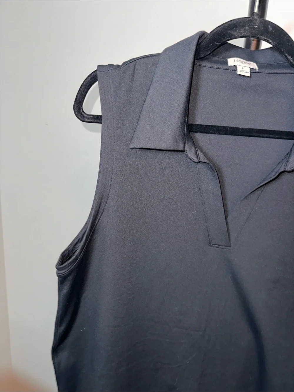 J Crew Size Large Performance Women’s Black Sleeveless Polo Dress
